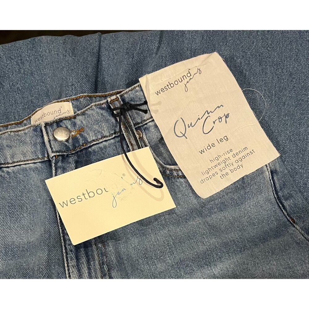 Westbound Quinn Wide-Leg Cropped Denim Jeans Medium Wash Cotton Sz 10 NWT - Picture 6 of 6